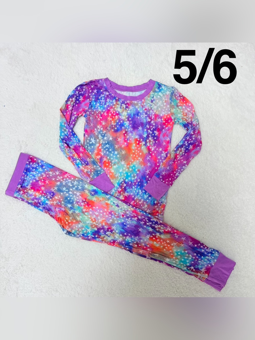 Little Sleepies rainbow stars purple Stardust Pajama Set 5/6